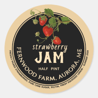 Aardbeienjam Klassieke Ronde Sticker