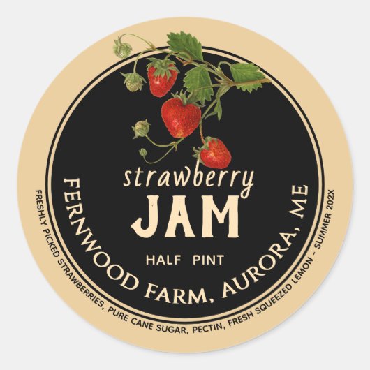 Aardbeienjam Klassieke Ronde Sticker (Voorkant)