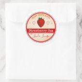 aardbeienjam, klassieke ronde sticker (Tas)