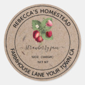 Aardbeienjam Kraft papieren inmaaketiketten Ronde Sticker (Voorkant)