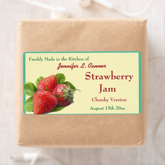 Aardbeienjam of bewaart 2 inblikpot etiket (Insitu)