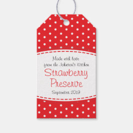 Aardbeienjam of geconserveerd rood label cadeaulabel
