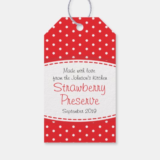 Aardbeienjam of geconserveerd rood label cadeaulabel (Achterkant)