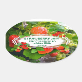 Aardbeienjam ~ ovale Sticker # 2