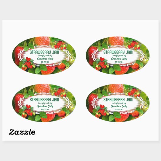 Aardbeienjam ~ ovale Sticker #3 (Vel)
