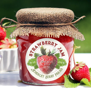 Aardbeienjam Pot Fruit Preserves Persoonlijk Ronde Sticker