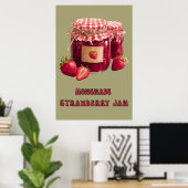 Aardbeienjam Pot Vintage Sage Keuken Poster (Thuiskantoor)
