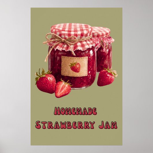 Aardbeienjam Pot Vintage Sage Keuken Poster (Voorkant)