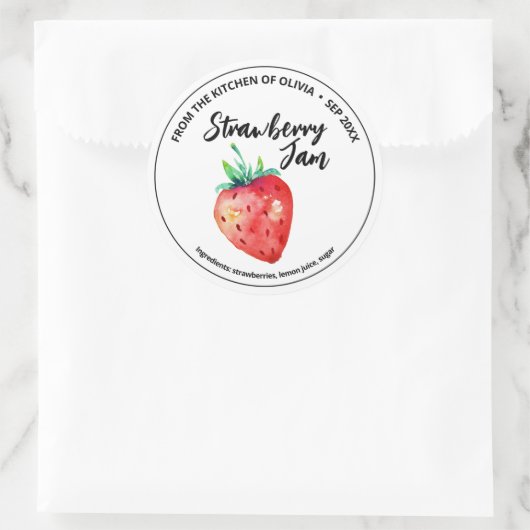 Aardbeienjam  ronde sticker (Tas)