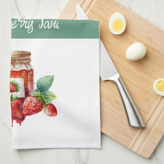 Aardbeienjam Rood en Wit Theedoek (Quarter Fold)