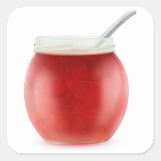 Aardbeienjam Vierkante Sticker (Voorkant)