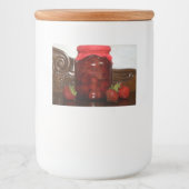 aardbeienjam voedselcontainer etiket (Voorkant)