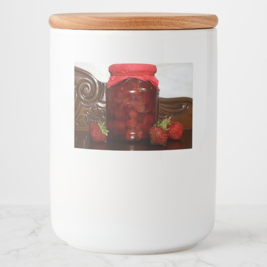 aardbeienjam voedselcontainer etiket (Voorkant)