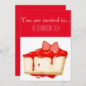 Aardbeienkaas namiddagnamiddagtheekfeest kaart (Voorkant / Achterkant)