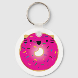 Aardbeienkat Donut Sleutelhanger