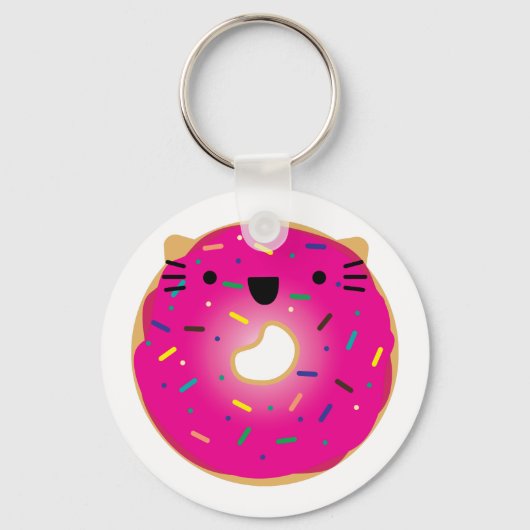 Aardbeienkat Donut Sleutelhanger (Voorkant)
