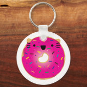 Aardbeienkat Donut Sleutelhanger (Voorkant)