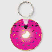 Aardbeienkat Donut Sleutelhanger Uitgerekt