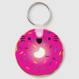 Aardbeienkat Donut Sleutelhanger Uitgerekt