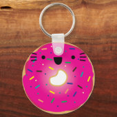 Aardbeienkat Donut Sleutelhanger Uitgerekt (Voorkant)