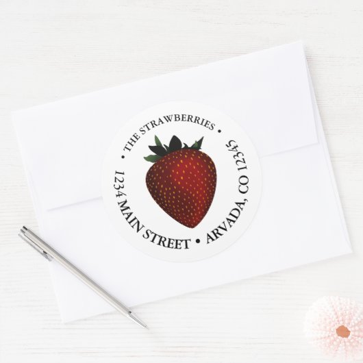  aardbeienklassieke ronde sticker (Envelop)