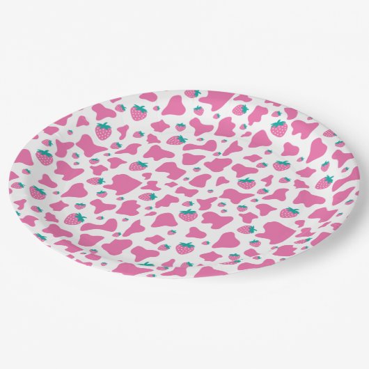 Aardbeienkoe Papieren Bordje (Gekanteld)