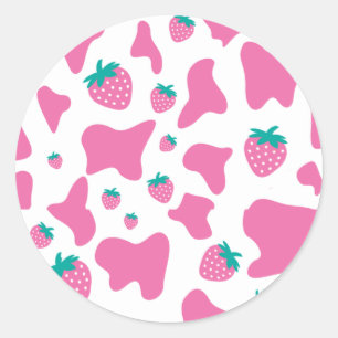 Aardbeienkoe Ronde Sticker