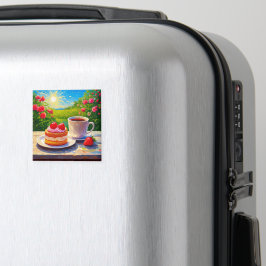 Aardbeienkoek en koffie Delight Magneet