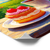 Aardbeienkoek en koffie Delight Poster (Hoek)