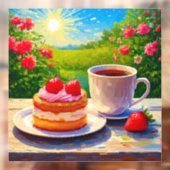 Aardbeienkoek en koffie Delight Raamsticker (Vel 2)