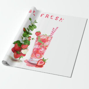 Aardbeienkoel Drink Vruchten Verpakkingspapier Cadeaupapier