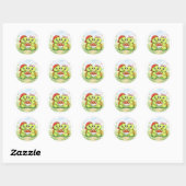 Aardbeienkom Ronde Sticker (Vel)
