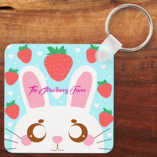 aardbeienkonijn sleutelhanger (Achterkant)
