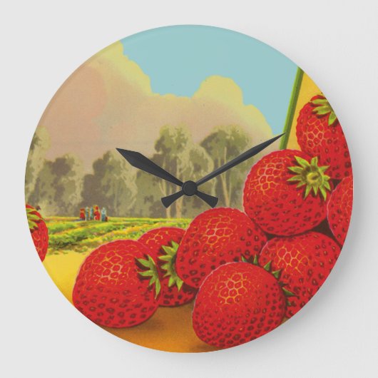  aardbeienkrat Art Kitchen Clock Grote Klok (Voorkant)