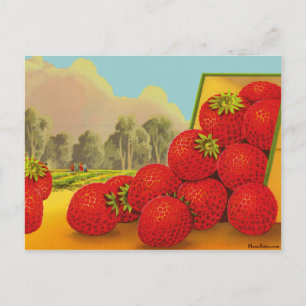 Aardbeienlabel  Kunstmatig leeg Briefkaart