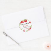 Aardbeienlabels op het Baby shower "Birthday" Ronde Sticker (Envelop)