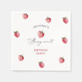 Aardbeienlief verjaardagsfeestje servet (Voorkant)