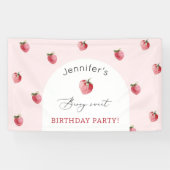 Aardbeienlief verjaardagsfeestje spandoek (Horizontaal)