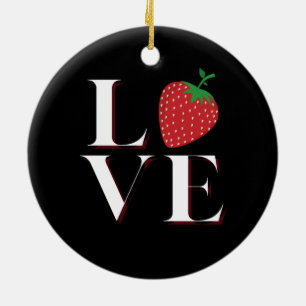 aardbeienliefde keramisch ornament