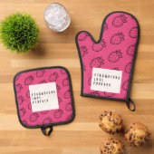 Aardbeienliefde. Ovenwant & Pannenlap Set (Top down)