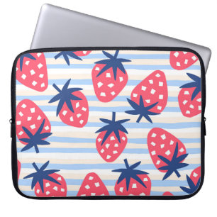 Aardbeienlijnkunst: zoet naadloos patroon laptop sleeve