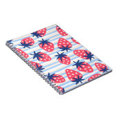 Aardbeienlijnkunst: zoet naadloos patroon notitieboek (Rechterzijde)