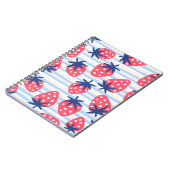 Aardbeienlijnkunst: zoet naadloos patroon notitieboek (Linkerzijde)