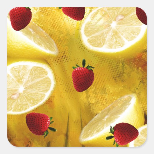 AARDBEIENLIMONADE VIERKANTE STICKER (Voorkant)