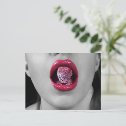 Aardbeienlippen Briefkaart (Staand voorkant)