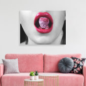 Aardbeienlippen Canvas Afdruk (Insitu (Woonkamer))