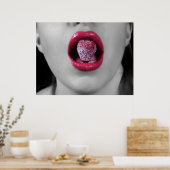 Aardbeienlippen Poster (Keuken)