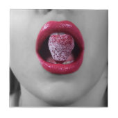 Aardbeienlippen Tegeltje (Voorkant)