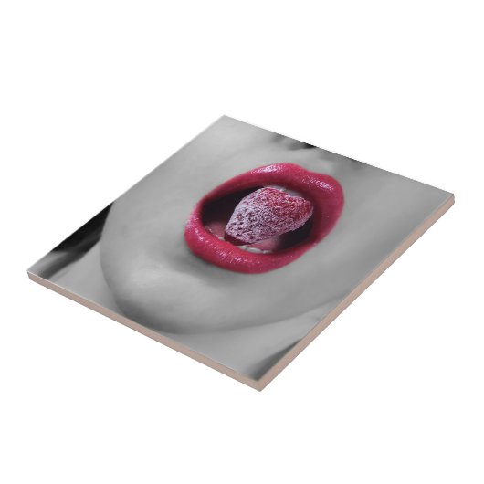 Aardbeienlippen Tegeltje (Zijkant)