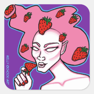 Aardbeienlover Vierkante Sticker
